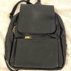 Black Faux Leather Backpack